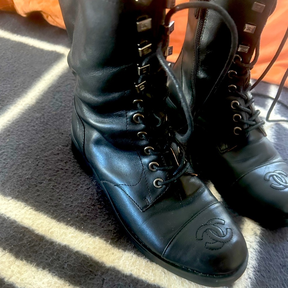 Chanel combat boots